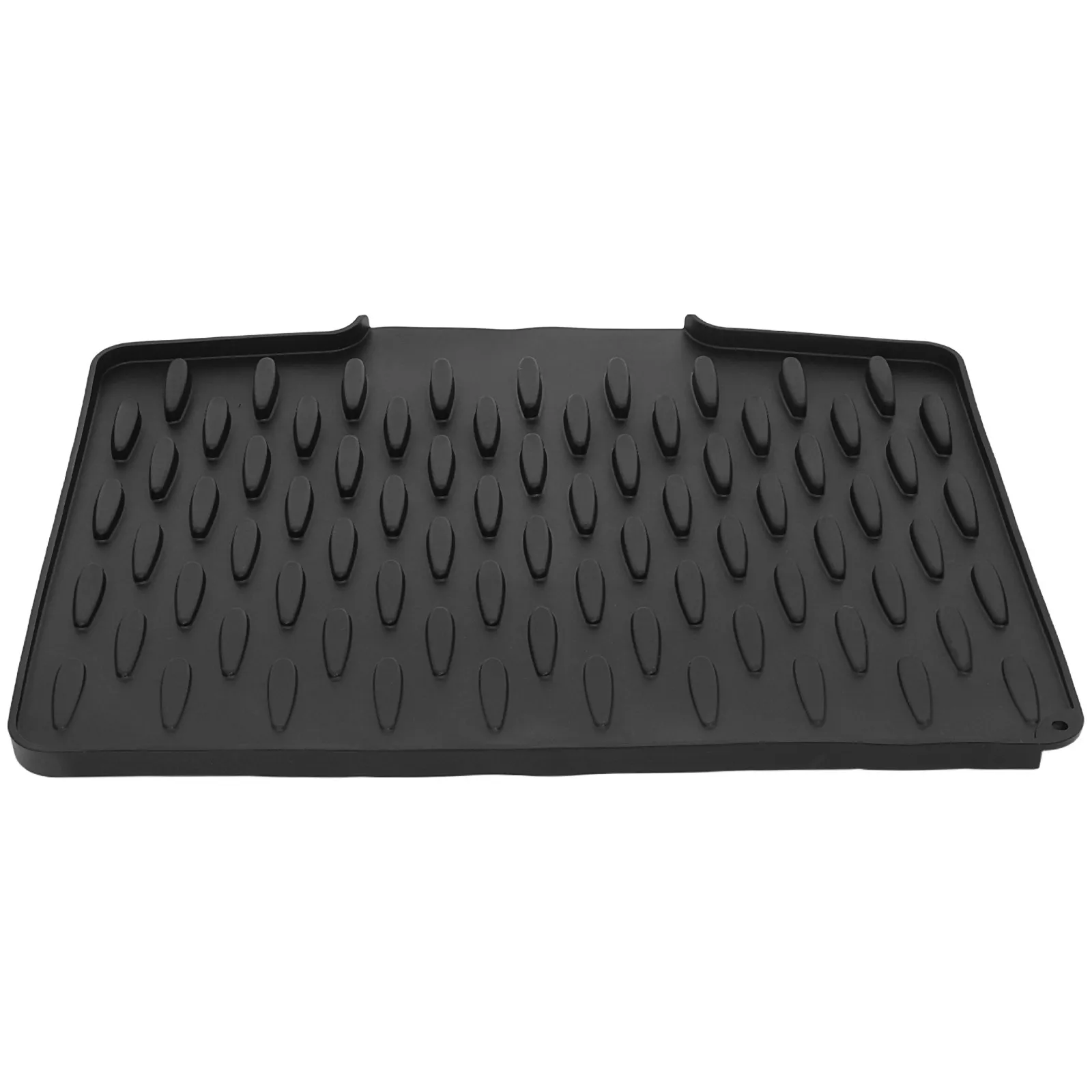 

Silicone Dish Drying Mat Kitchen Counter Non-Slip Heat Resistant Grooved Fast Drainage Pad Prevent Water Build Up 40x33cm Black