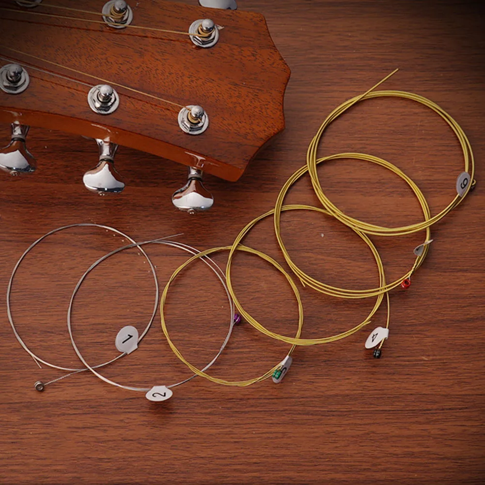 

Совершенно новые струны для акустической гитары, гитарные струны, желтые 10-48 11-50 12-53, детали струн для акустической гитары