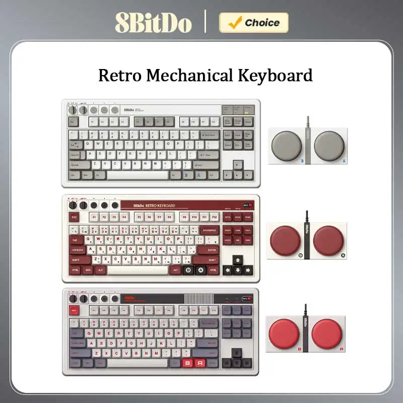 8Bitdo Retro mechanische Tastatur, Hot-Swap-fähige Spieletastaturen Bluetooth/2,4G/USB-C für Windows- und Android-Spielzubehör
