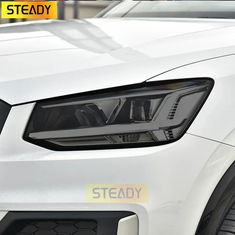 

2 шт. защитная пленка для фар автомобиля, виниловая прозрачная черная наклейка из ТПУ для Audi Q2 SQ2 2016-настоящее время аксессуаров