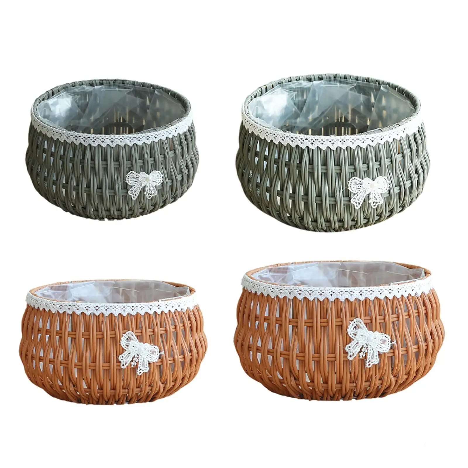 

Корзина для растений из полипропилена, корзина для хранения цветочного горшка, многоцелевое украшение для помещения, декоративная для фермерского дома, имитация ротанга