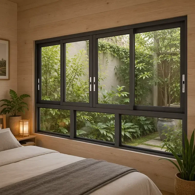 Modern Aluminum Alloy Sliding Windows Double Layer Glass Thermal Sound Insulation Windproof Rainproof for Residential
