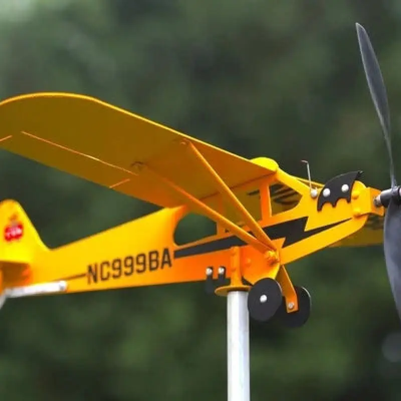 3D Piper J3 Cub Wind Spinner Plane, металлический самолет, флюгер, уличная крыша, индикатор направления, флюгер, садовый декор