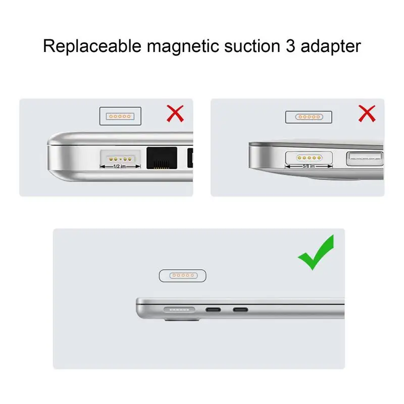 USB C para adaptador magnético, Leve zinco liga Shel, Carregamento rápido, 3 conector