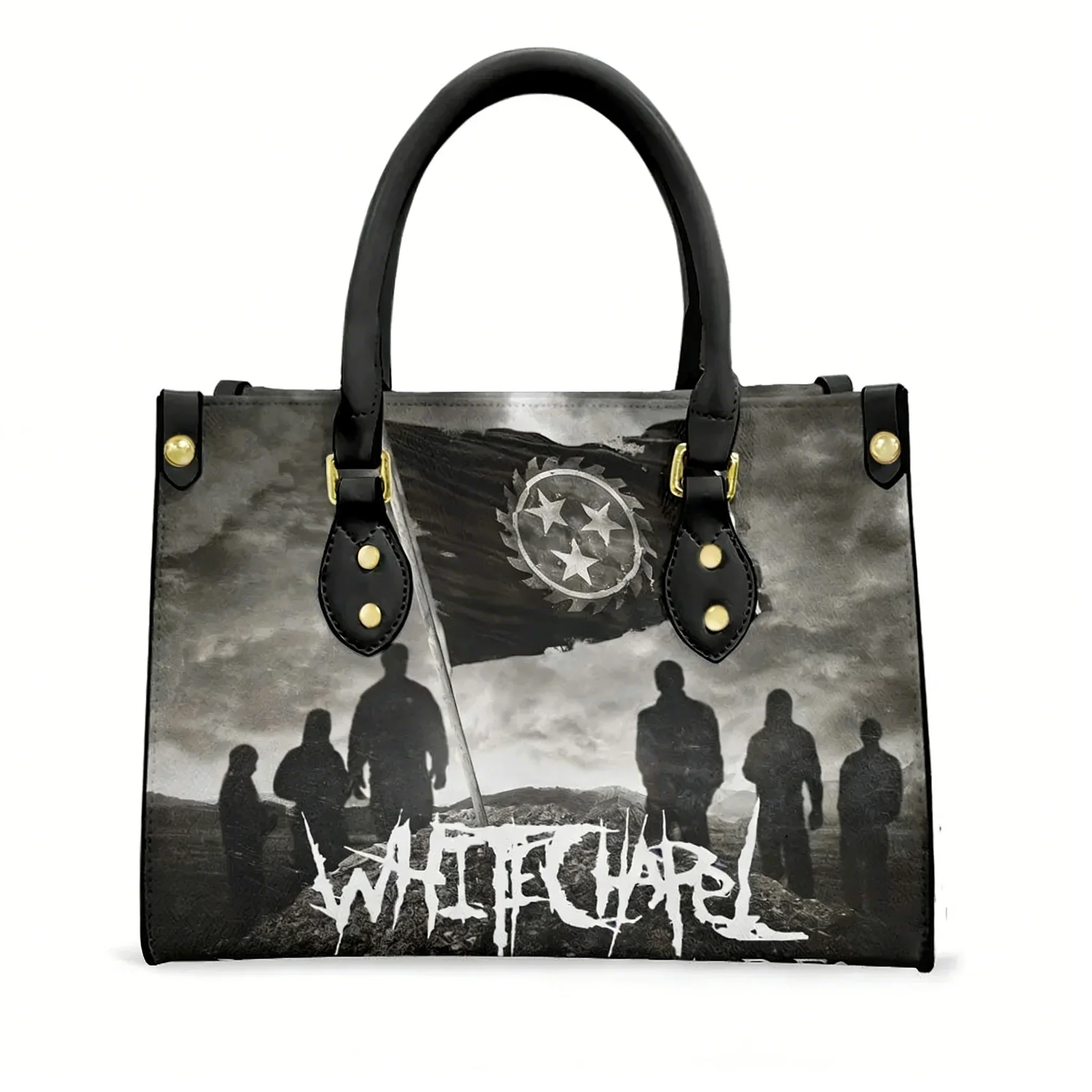 

Сумка-тоут Whitechapel Heavy Metal Band, женская и мужская, с персонализированным текстом и изображением, из искусственной кожи, для бизнеса, шопинга, подарочная сумка