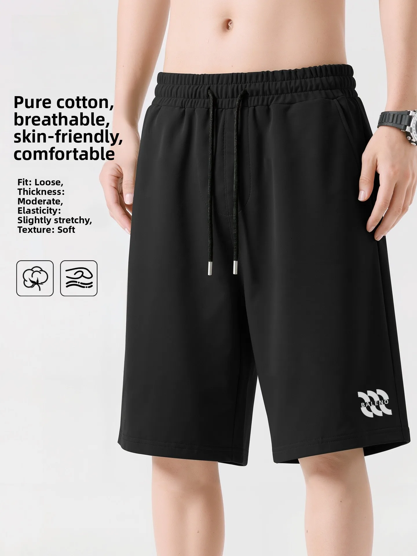 

Bal Trendy Cotton ort Pants Men's Fitn Casual Straight Leg Summer orts Elastic Waist Basic Colors Versatile Comfort...