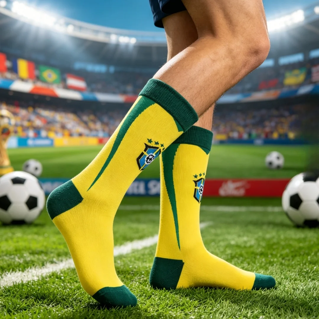 

【1 Pair】Unisex Brazil Football Fans Socks | Comfortable Crew Socks for Sports & Daily Wear