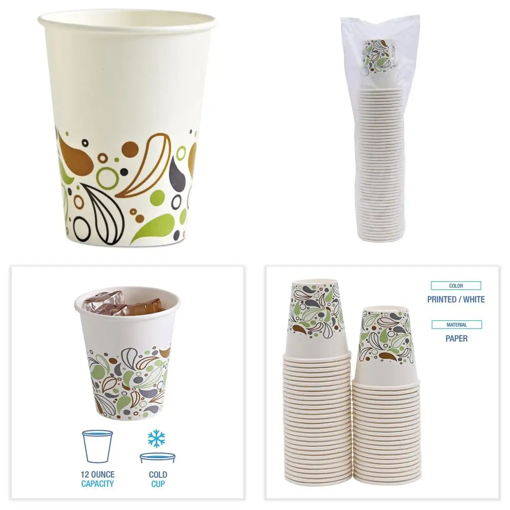 

12 oz deerfield print paper cold cups, 50 cups per pack, 20 packs in a carton