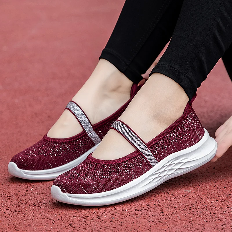 STRONGSHEN Women's Vulcanized Casual Shoes Fashion Summer Light Slip-on Mesh Walking Flat Shoes Tenis Feminino Female Shoes