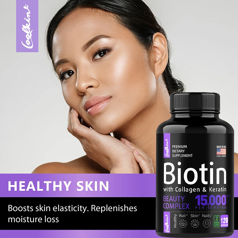 Biotin with Collagen and Keratin Supplement - Supports Hair, Skin and Nails