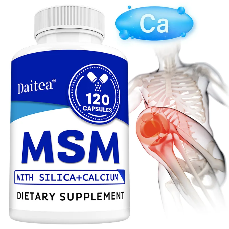 

MSM with Silica + Calcium Capsules, 120 Servings – Supports Bone Health – Promotes Hair & Nail Health – Non-GMO, Gluten-Free