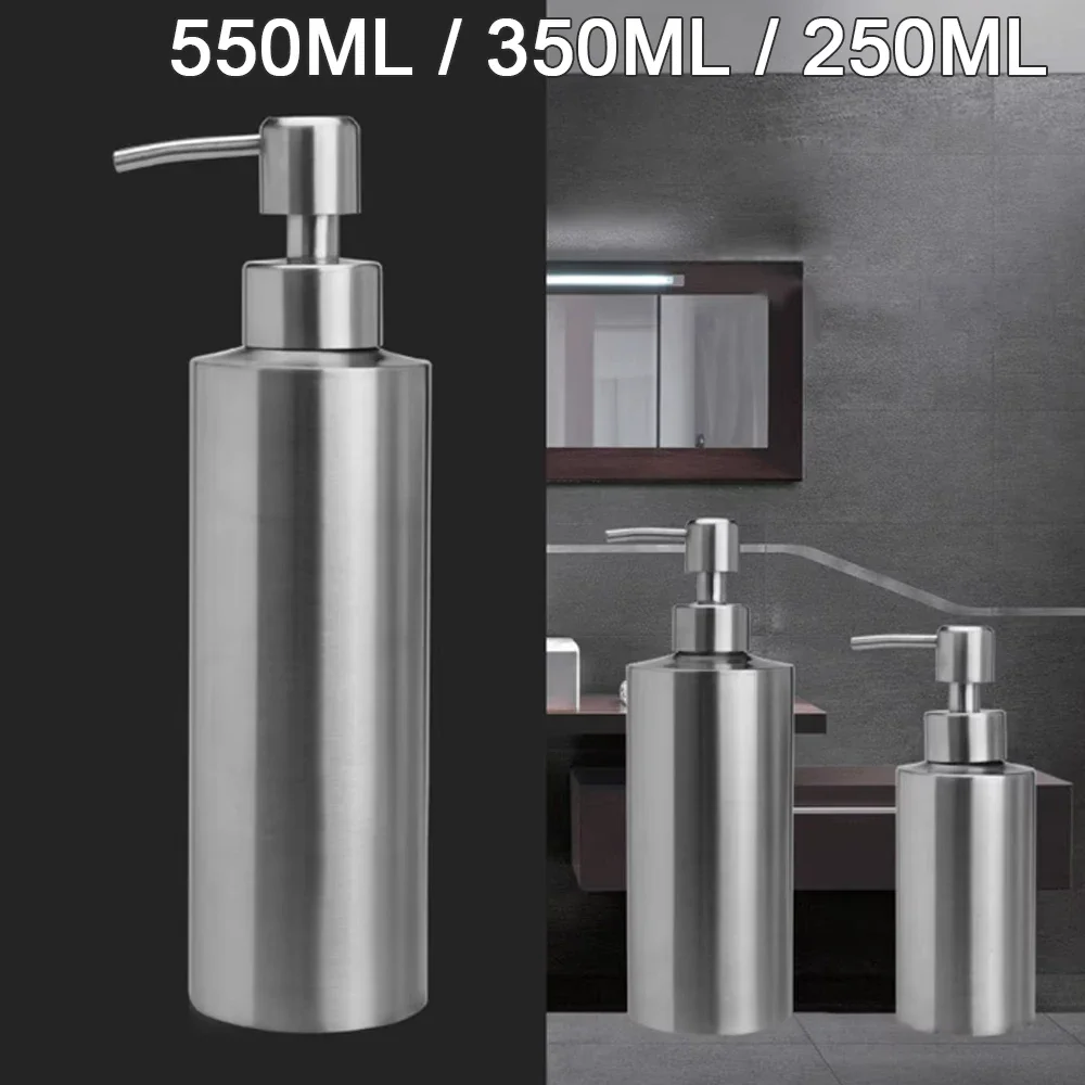 Stainless Steel Countertop Sink Soap Dispenser High Quality Bathroom Hand Dish Lotion Bottle Container Light Weighter 550/350ml