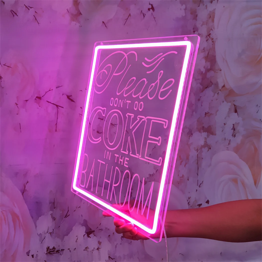 Neon Sign Please Don't Do Coke in The Bathroom Wall Decor USB Powered LED Neon Light Sign for Party Decor Bathroom Bar Club Deco