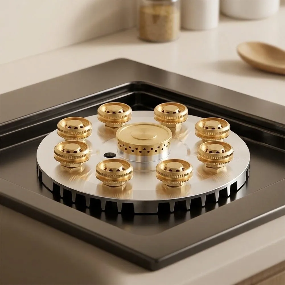 Residential Stove Nozzles Iron with Copper Plating Designed for Standard Burner Mounting 1/8/9 pcs Gold Finish