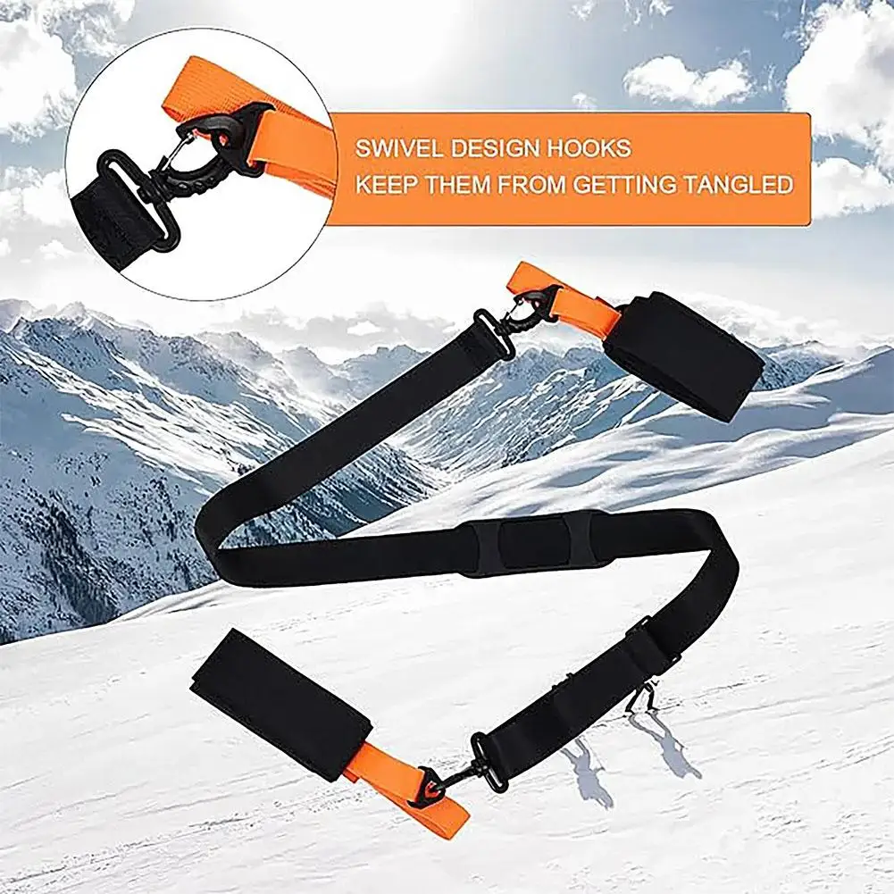 1pc Adjustable Ski Pole Carry Strap Hand-held Double Board Skis Fixed Straps Anti-fog Reinforced Shoulder Strap Skiing Supplies