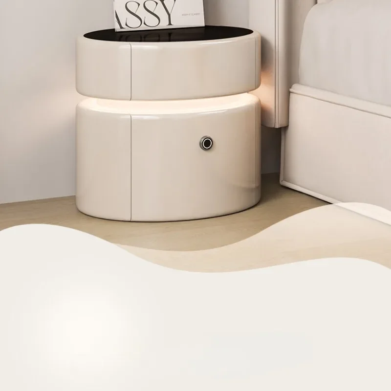 

bedside table, smart lock, insurance, light luxury, cream style, bedroom, small bedside storage