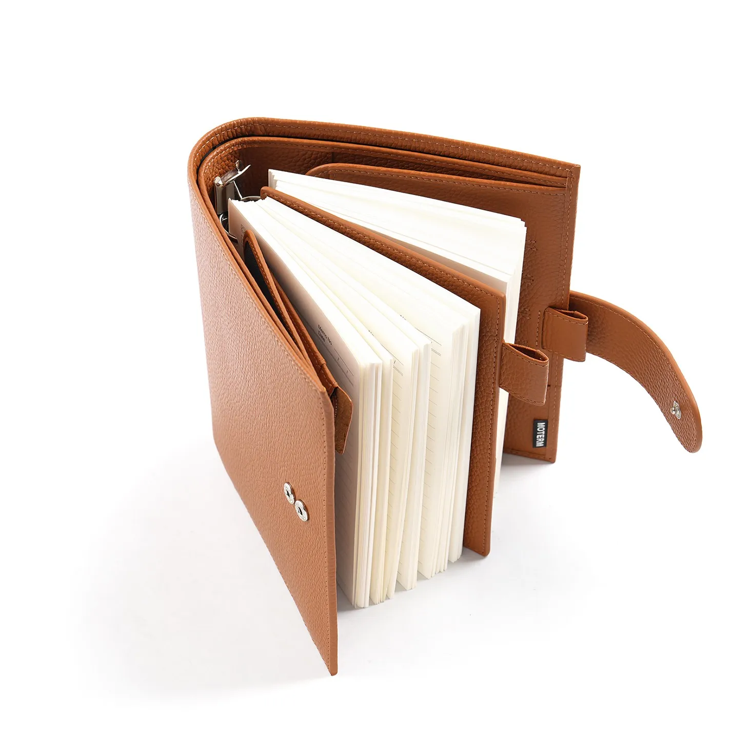Moterm Luxe 2.0 Series Personal Wide Size Planner Pebbled Grain Leather with 30 MM Silver Rings Notebook Diary Organizer Agenda