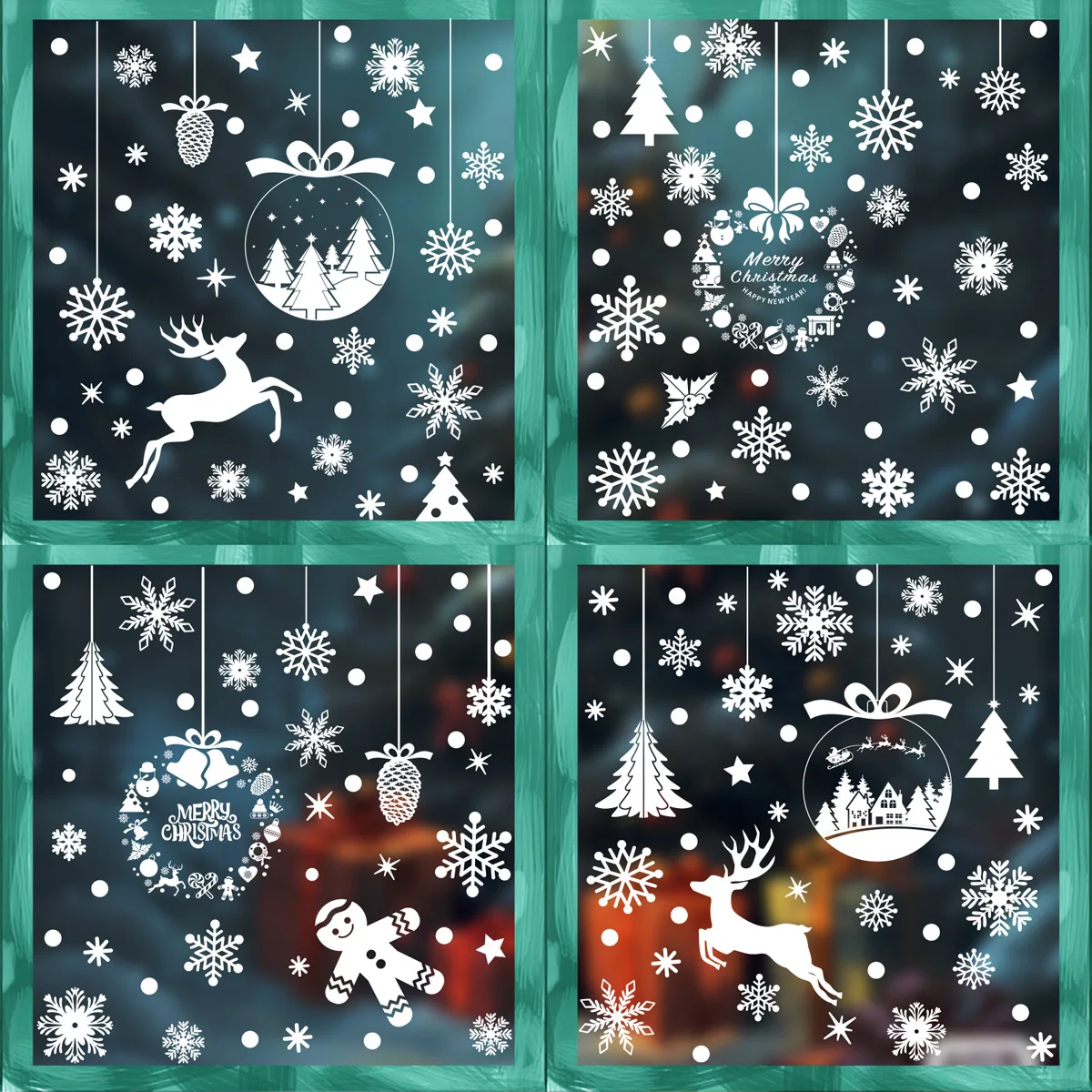 Christmas Decorative Pvc Wall Stickers No Trace Window Flower Stickers International Version Glass Door Cabinet