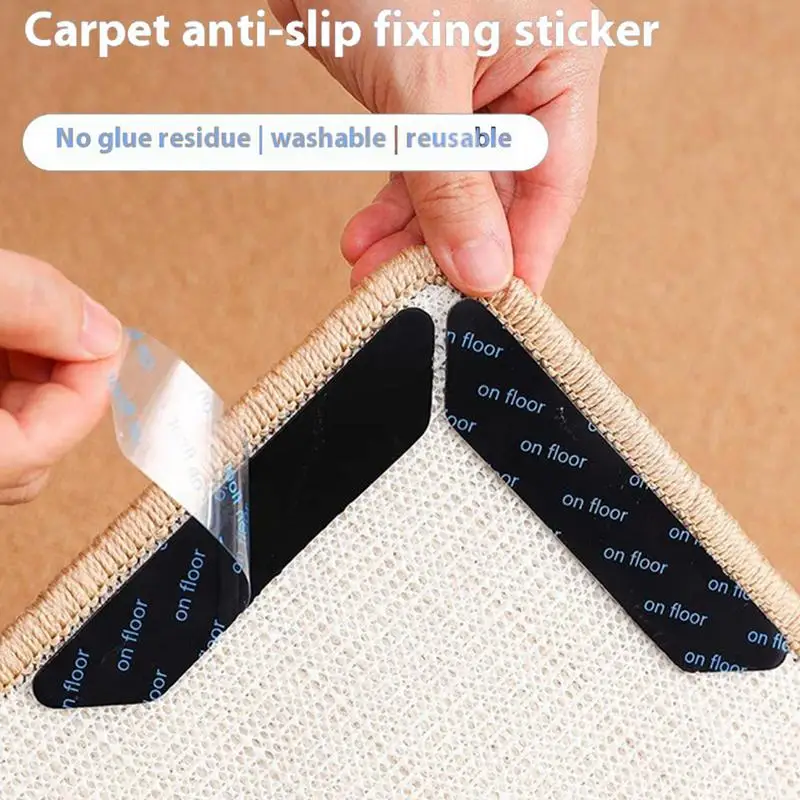 Non Slip Rug Grippers 4Pcs/8Pcs Reusable Washable Carpet Pads Rug Stickers PU Grip Mat Protector For Hardwood Floors