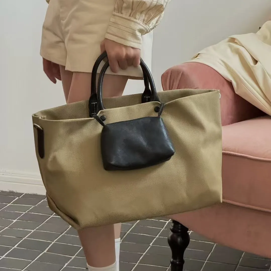 

FIRMRANCH весна/лето повседневная хлопково-льняная парусиновая сумка из воловьей кожи с широкими лямками большая вместительная дорожная сумка для покупок