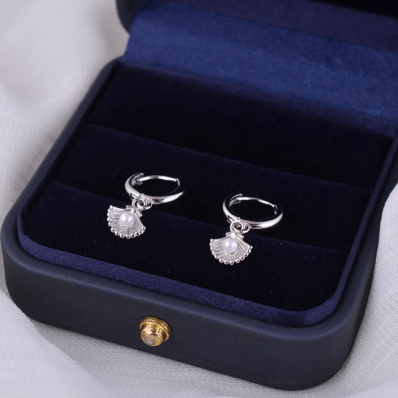 Ohrring aus 925er-Sterlingsilber mit Muschelperle, Ohrschnalle, Tropfenohrringe für Damen, modisch, Mädchen, Studenten, Schmuck, Schule, öffnet Geschenk – Detail 3
