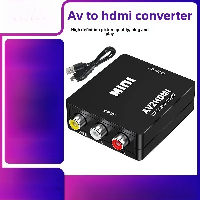 Av To Hdmi Video Converter 1080P Triple Lotus RCA Surveillance Game Set-top Box Adapter TV