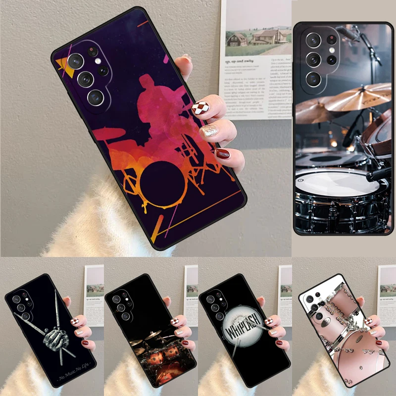 Cover For Samsung Galaxy S24 Ultra S21 S22 S8 S9 S10E Note 10 20 Plus FE S23 Musical Instrument Drum Phone case Coque