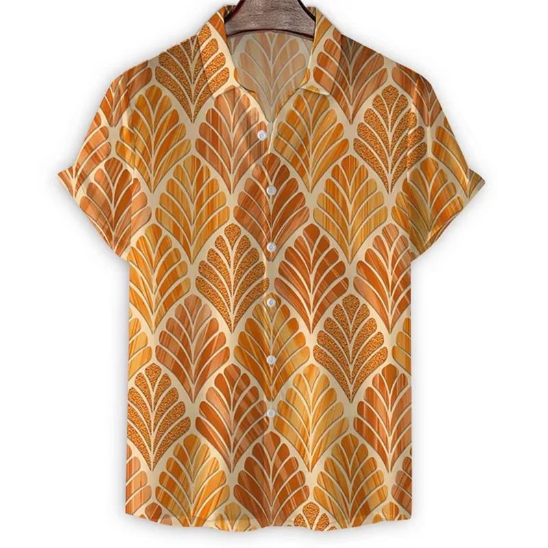 Geometric 3d Print Stripes Hawaiian Shirt for Men Summer Lapel Button Shirts Tops Street Short Sleeve Tees Cool Loose Blouse