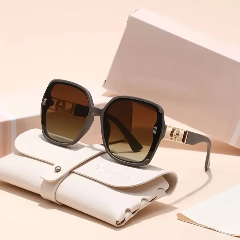 

Модные очки в большой оправе с градиентными линзами, простой стиль, современные тонированные линзы с эффектом омбре, женские повседневные вечерние стильные праздничные подарки