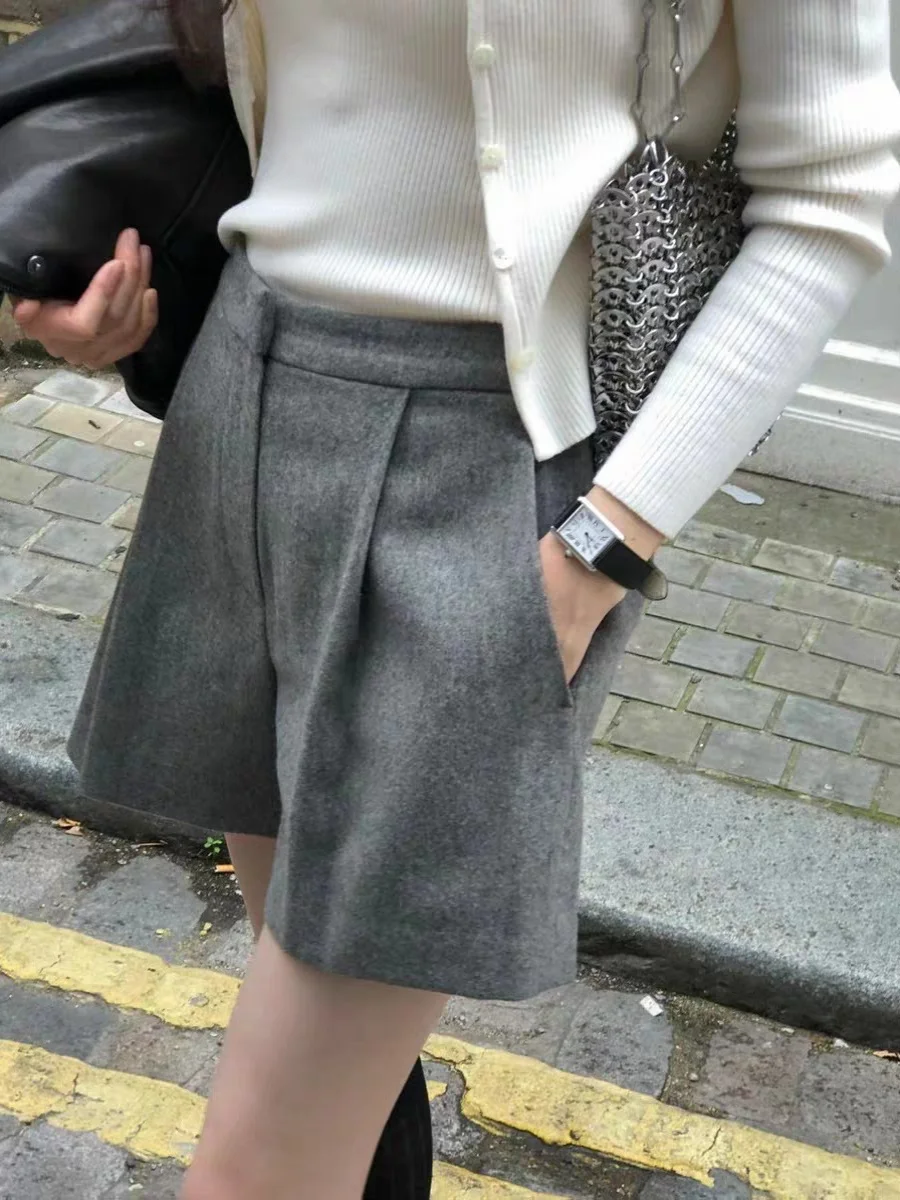 กางเกงขายาวทรงตรงเอวสูงผ้าวูลสำหรับผู้หญิง สไตล์ลำลอง เอวยางยืด ทรงหลวม ใส่ได้หลากหลาย เหมาะสำหรับใส่ไปทำงาน