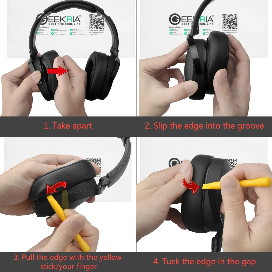 Geekria สำหรับหูฟัง Skullcandy สถานที่ไร้สาย ANC ชุดหูฟังเปลี่ยนหูฟังหนังเทียม Ear Pads Cover เบาะซ่อม