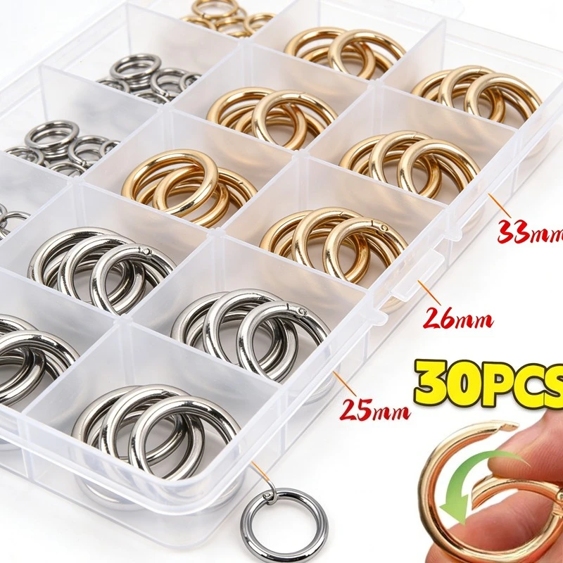 

Alloy Spring Buckle Luggage Hanger Connection Rings Open Circle Hook Buckle DIY Mobile Phone Chain Keychain Jewelry