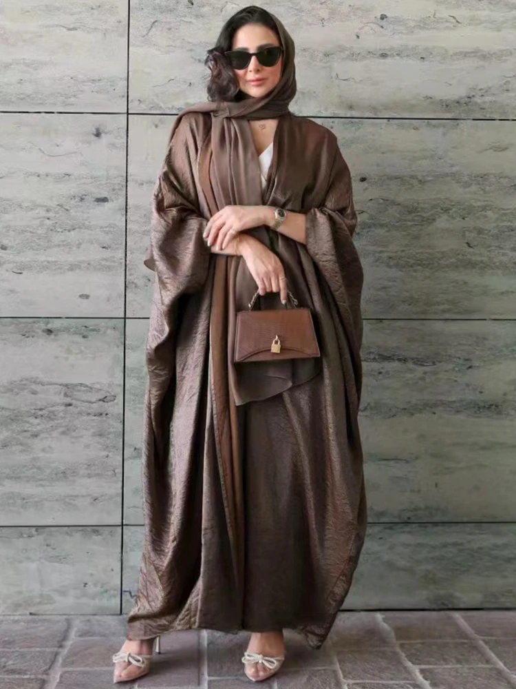 

Fashion Batwing Abaya Kimono Dubai Luxury Cardigan Muslim Coat Open Abayas for Women Islamic Outfit Turkish Tunic Arabes Mujer