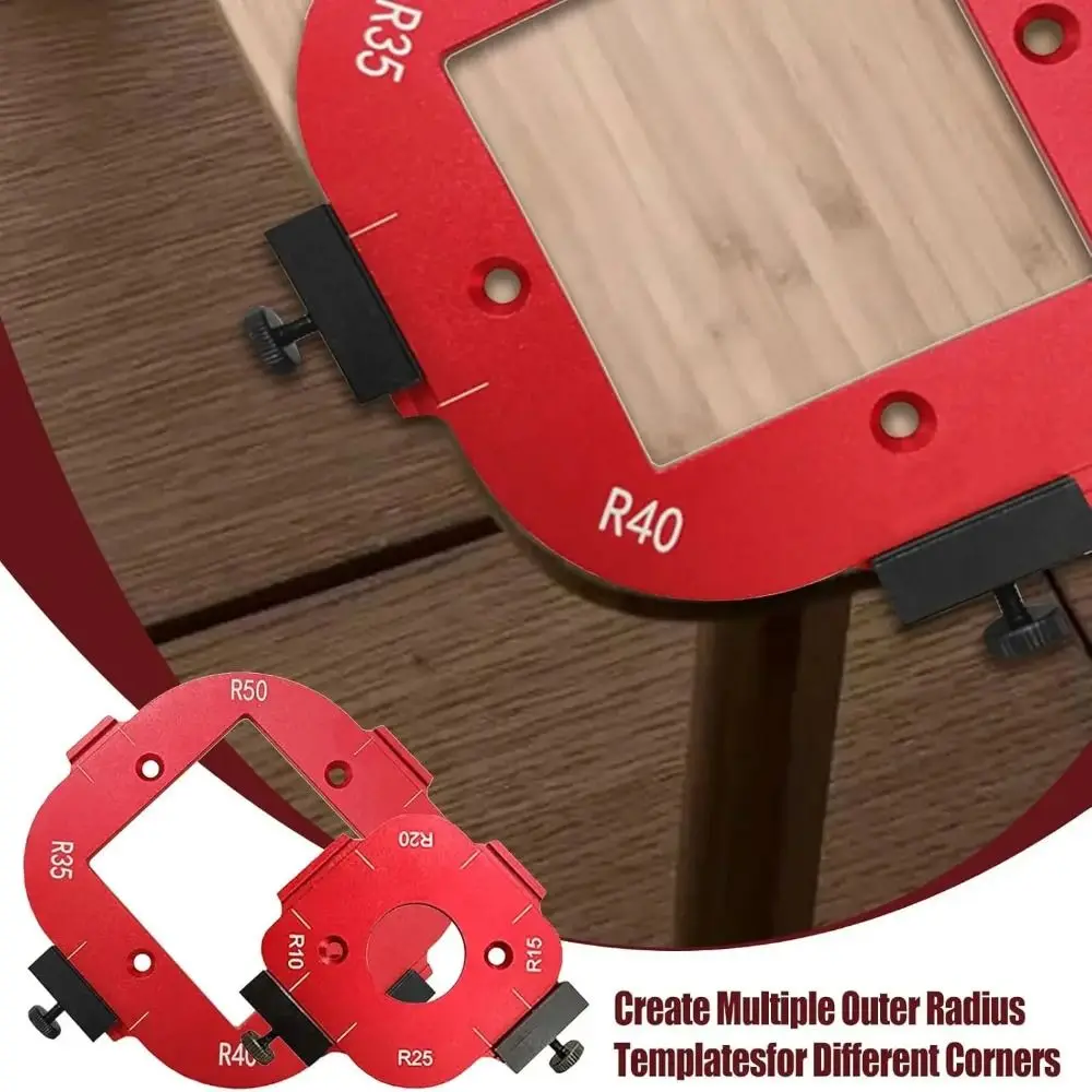 R10-R50 Radius Jig Woodworking Router Templates 4 in 1 Reusable Arc Angle Positioning Template Aluminum Alloy DIY