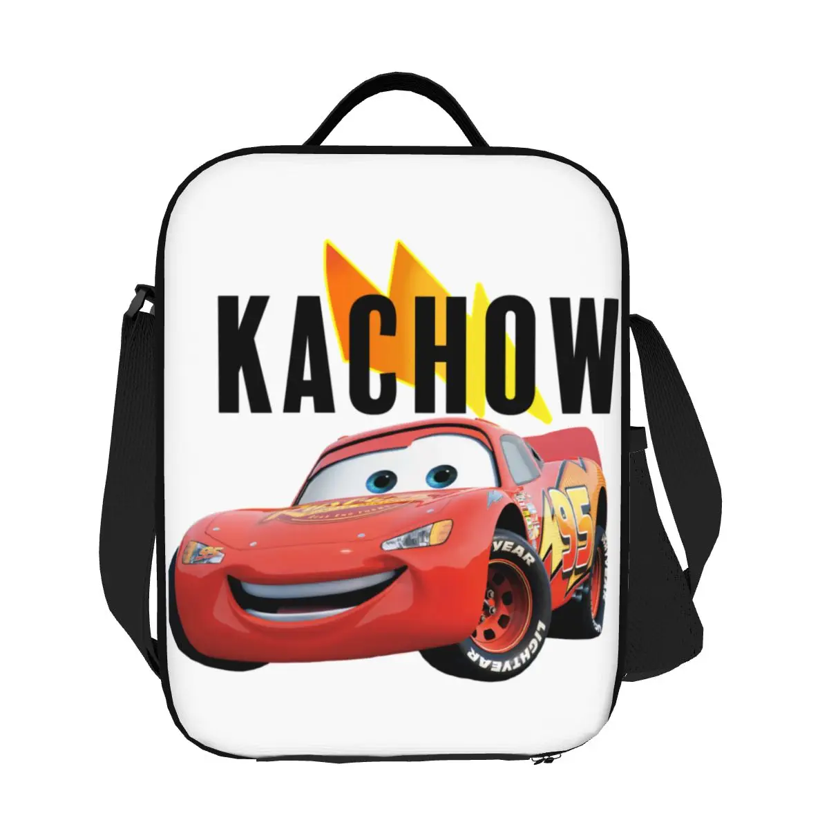 

Custom Cartoon Lightning Mcqueen Cars Insulated Lunch Bag for Women Thermal Cooler Lunch Tote Beach Camping Travel