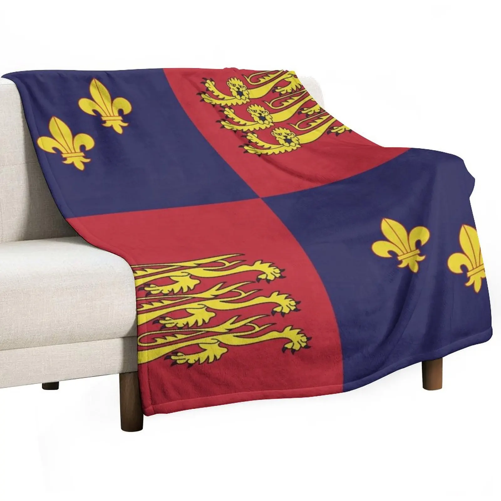 

Royal Standard of England / Medieval Flag / 1406-1603 Throw Blanket Fashion Sofas Furry Blankets For Sofas Plush Blankets