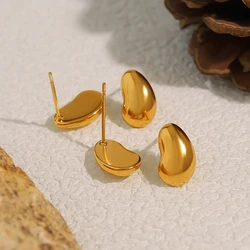 WILD & FREE Trendy Irregular Glossy Stainless Steel Stud Earrings for Women Mini Cute Earring 18K Gold Plated Jewelry