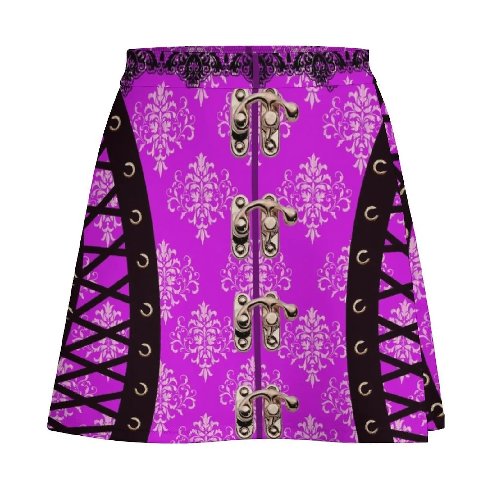 Lilac with Black lacing Victorian corset Mini Skirt novelty in clothes Skirt for girls womens skirts