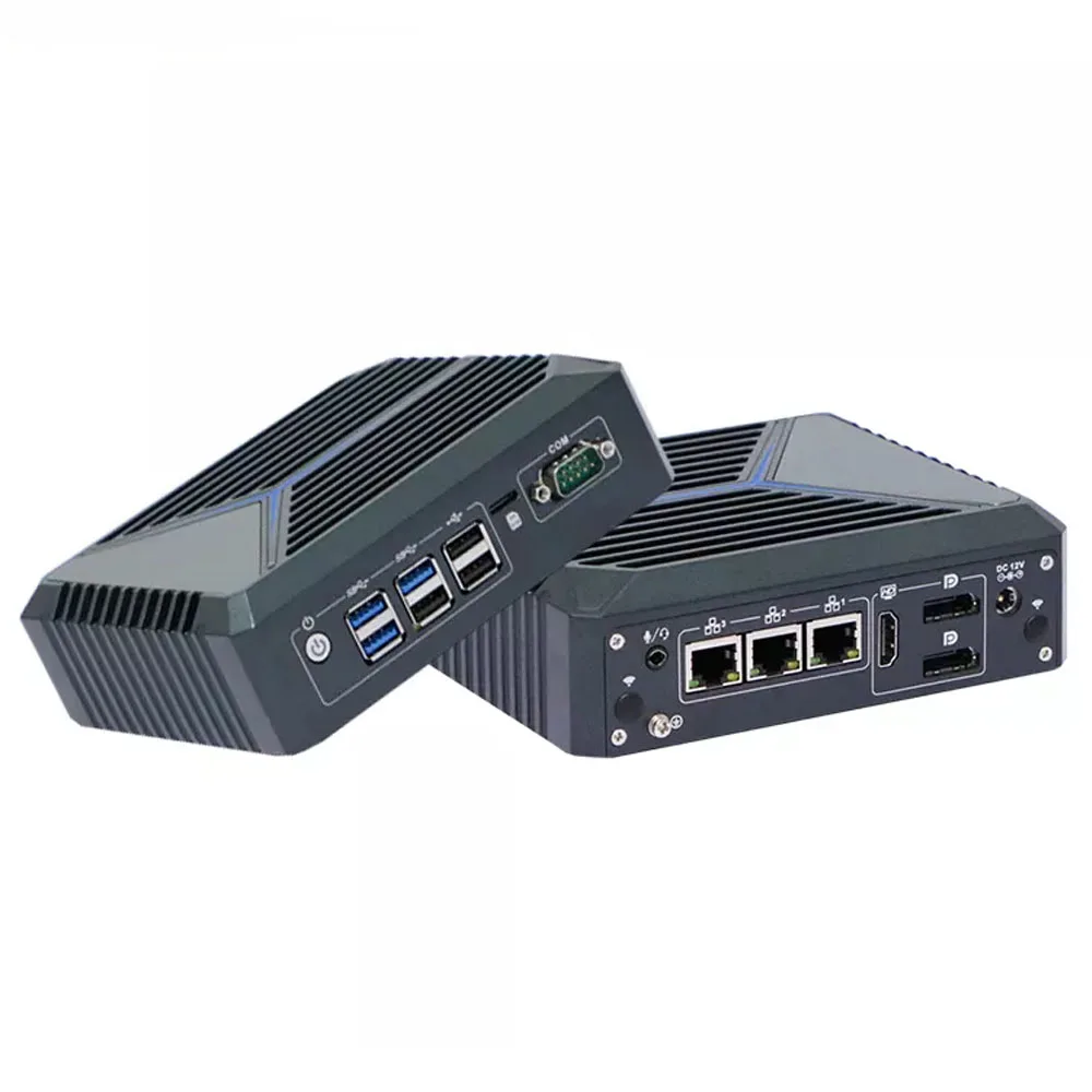 Quạt Không Cánh Mini PC 3 Intel I225-V 2.5G Lan J6412 1xHD 2xDP Công Tắc Mềm Router Máy Chủ VPN ESXI Chắc Chắc Tường Lửa thiết Bị