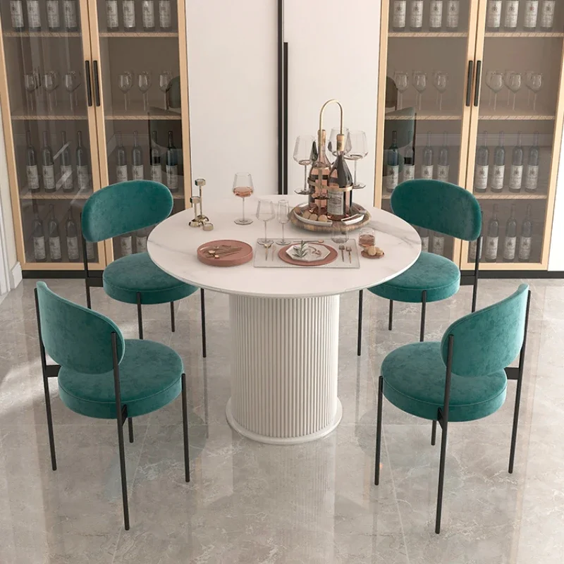 

Round Thickened Stone Plate Dining Table High-End Affordable Luxury High-Grade round Dining Tables and Chairs