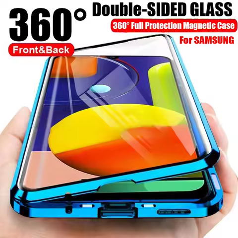 360° Protection Metal Magnetic Phone Case For Samsung Galaxy S22 23 Ultra S21 S20 FE Note 20 S10 Plus Double Sided Glass Cover