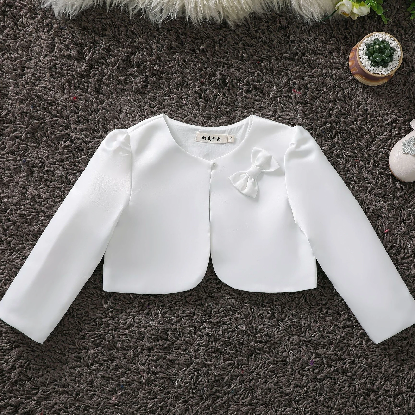 1-12yrs White Bow Girls Cardigan Thin Summer Jacket Full Sleeve Children Coat 3 4 5 6 7 8 9 10 12 Years Old Kids Clothes 215381