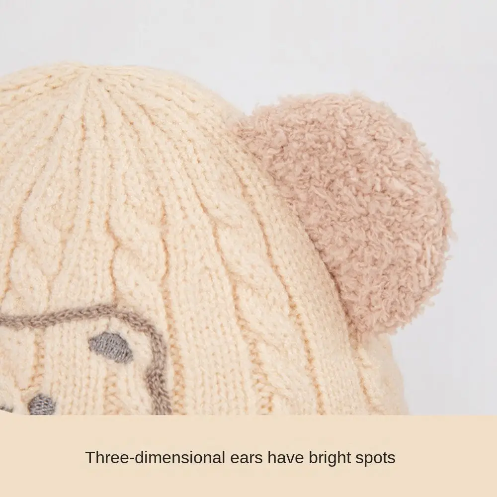 Fashion Winter Warm Hat Cute Bear Cold Proof Ear Protection Cap Windproof Velvet Lining Pullover Hats for Baby