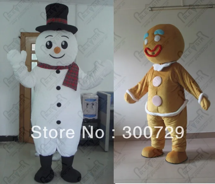 Novo adulto breadman e boneco de neve mascote traje halloween vestido de natal adereços de corpo inteiro roupa traje da mascote