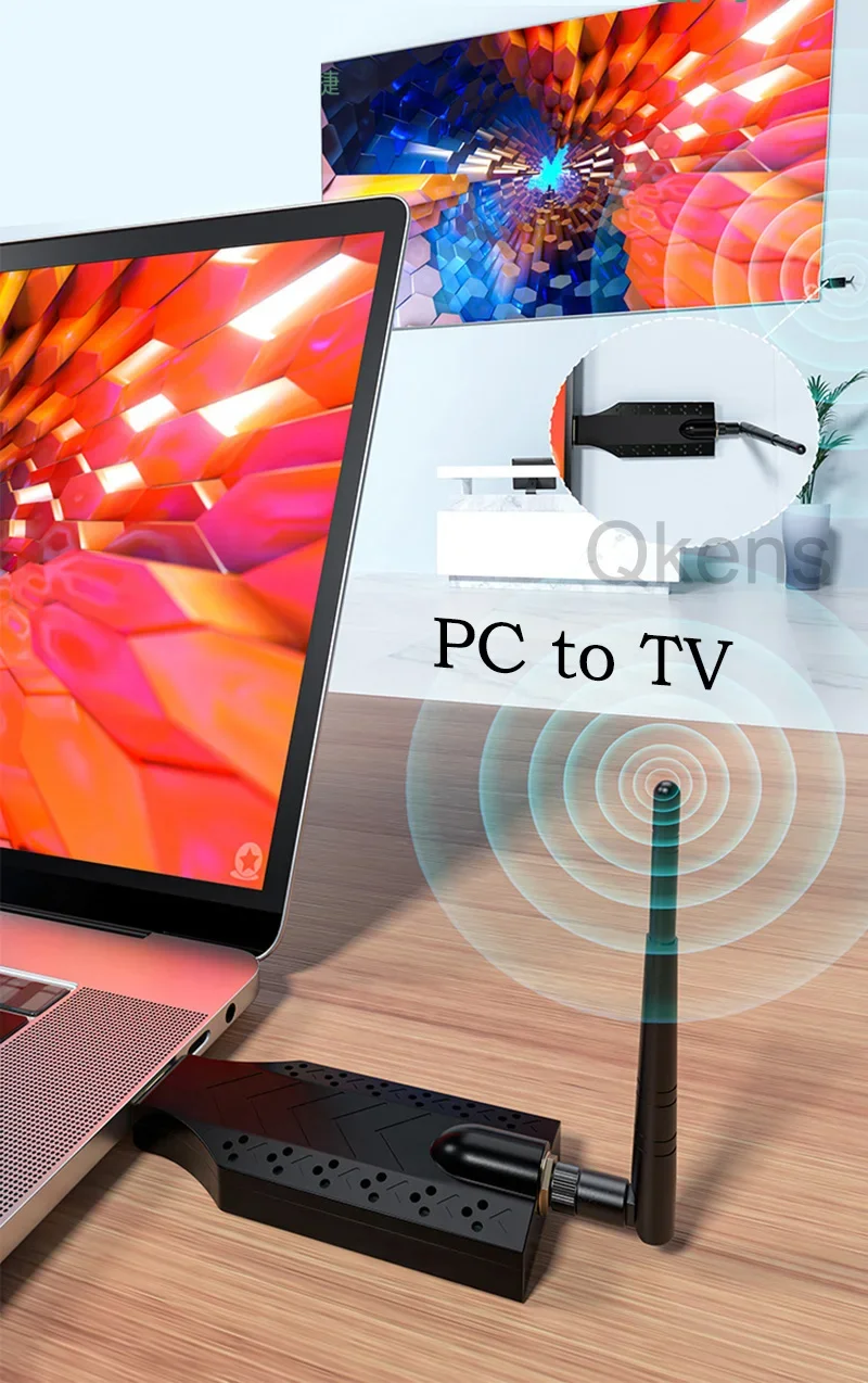 150M 무선 비디오 송신기 및 수신기 HDMI 익스텐더 디스플레이 어댑터 카메라 노트북 전화에서 TV 모니터로 화면 미러링 썸네일 4