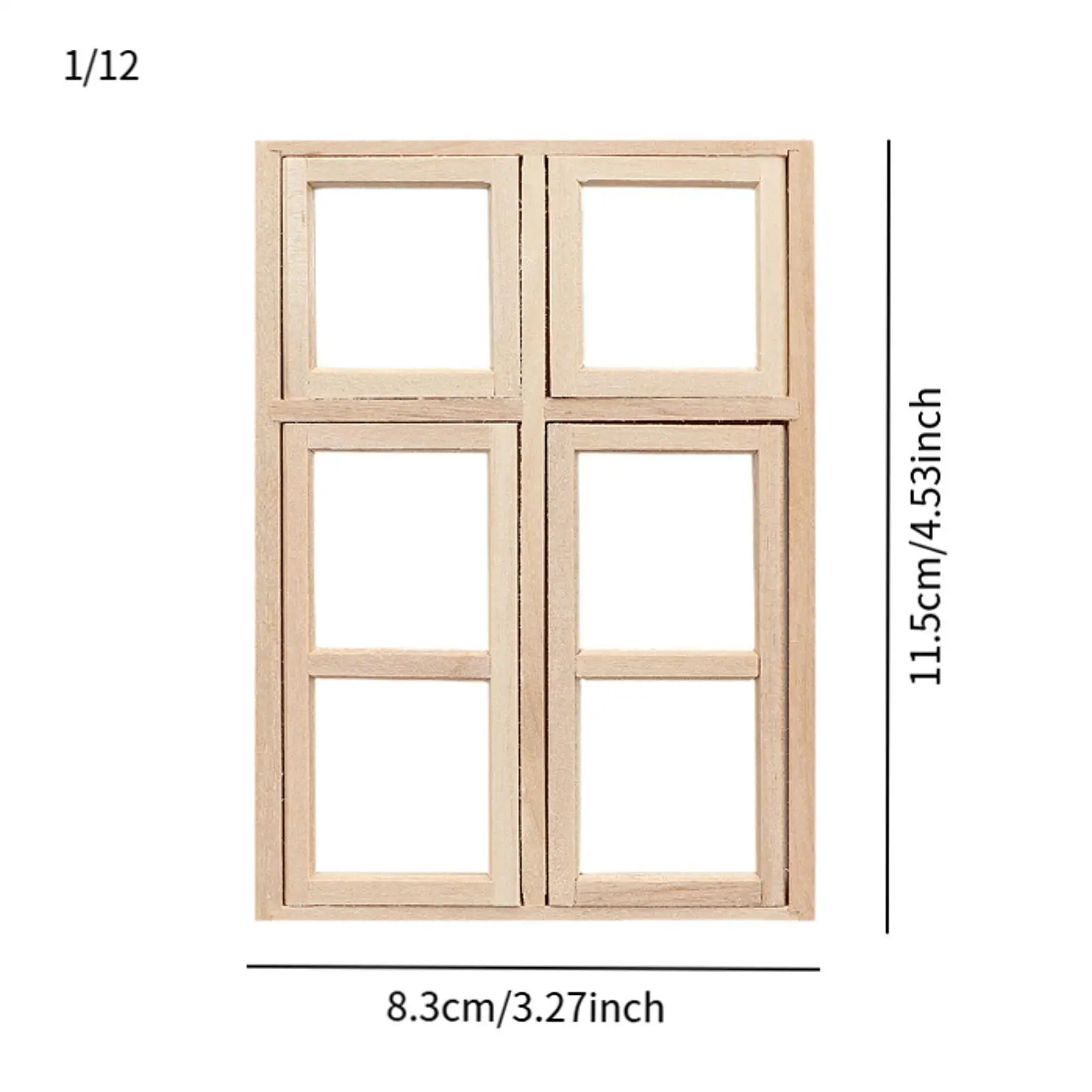 Puppenhausfenster im Maßstab 1:12, Miniaturen, Holzfenstermodellmöbel, Mini-DIY-Fensterläden