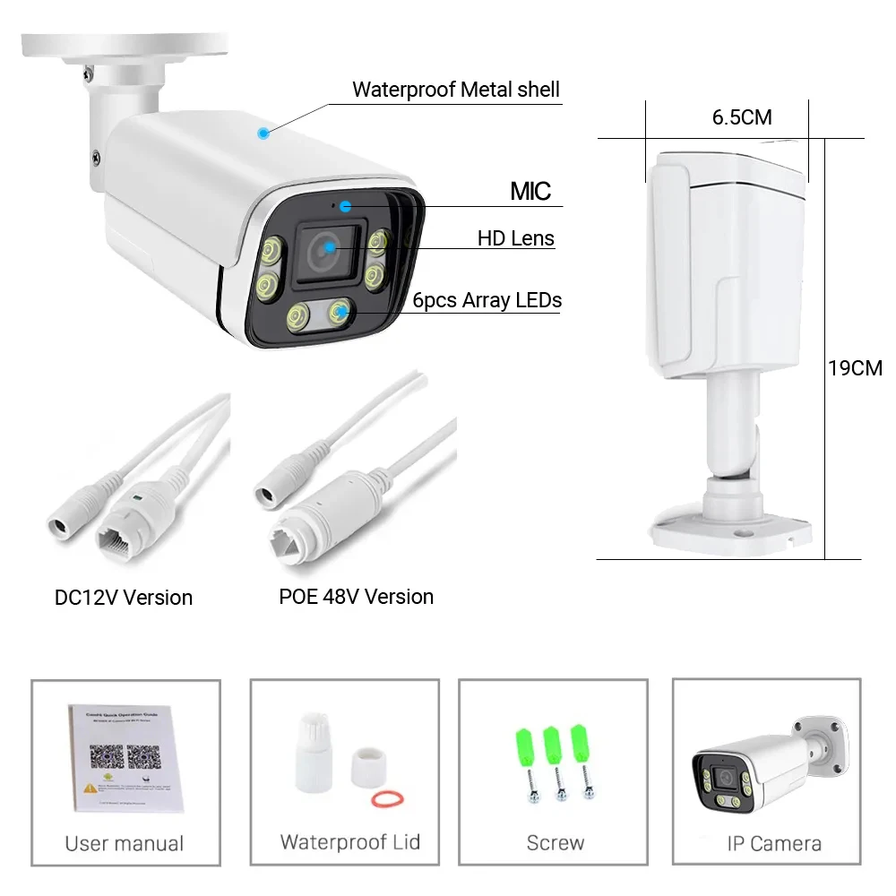 

Metal Housing Bullet IP Camera 2MP 3MP Xmeye Color Night Vision Waterproof Motion Detection Home Video Security Surveillance