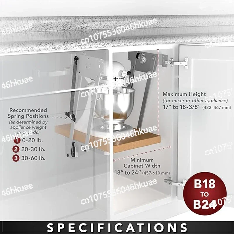 New Hidden Kitchen Lifting Cabinet System - Spring Rack Automatic Mechanical Telescopic Lift Shelf for Mixer Storage