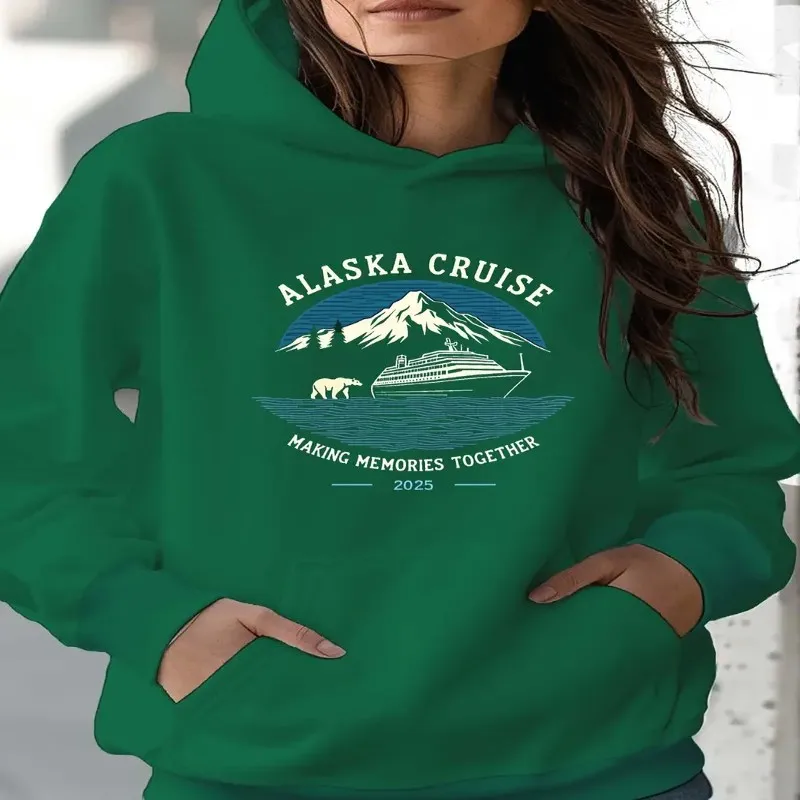 Otoño Invierno mujer sudadera femenina de gran tamaño ropa de talla grande Alaska crucero hacer recuerdos juntos manga larga de moda