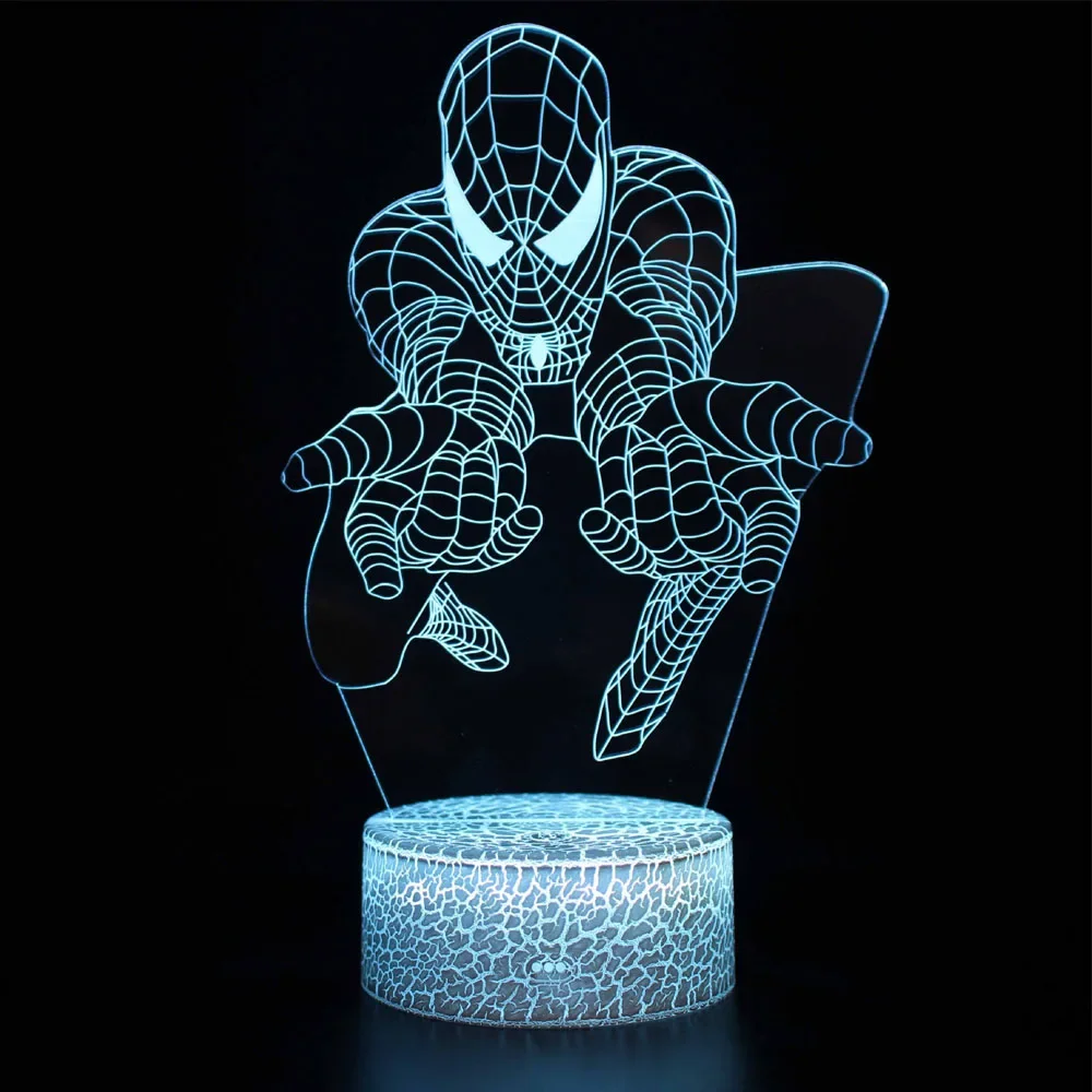 Hot toys Anime Character SpiderMan Lamp 3D LED Lights Kids Bedroom Lamp LED Toy Model Decoration Kids Gift